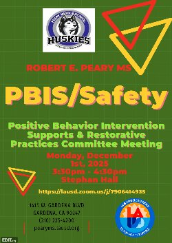 Husky families please join us for this Safety PBIS Meeting.
